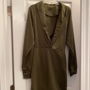 SHEIN olive sweater dress with cut out in back area
